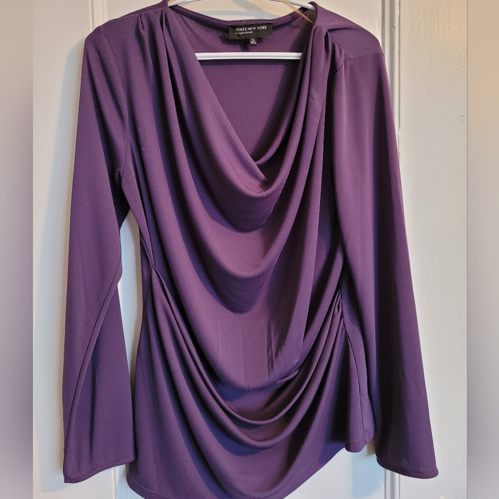 Mauve Long Sleeved Jones of New York Cowl neck Blouse